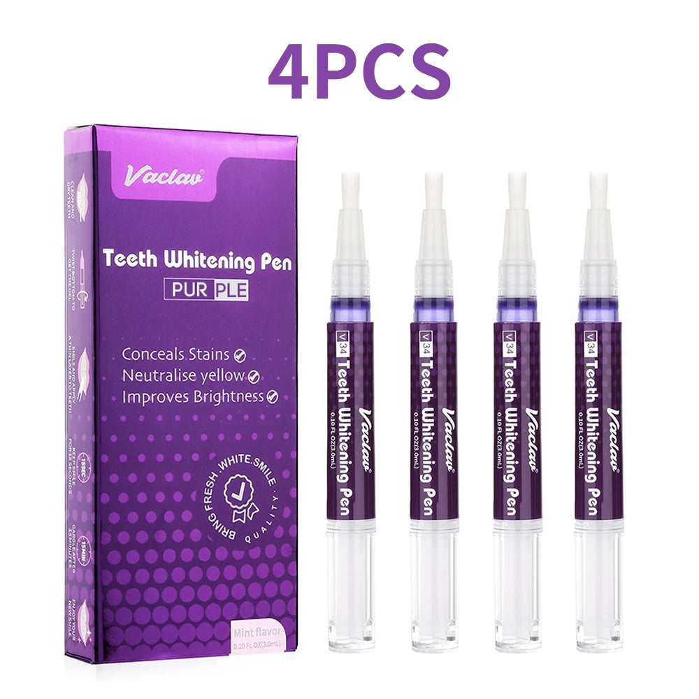 Transform Your Smile with V34 Purple Teeth Whitening Gel Pen - Instant Stain Removal & Color Restoration